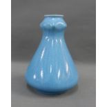 Pilkingtons Royal Lancastrian, pale blue glazed garlic mouth vase, impressed factory backstamps,