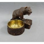 Black Forest style carved wooden Bear desk tidy, 12cm wide