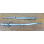 19th century French bayonet, inscribed Janvier 1871, 72cm long