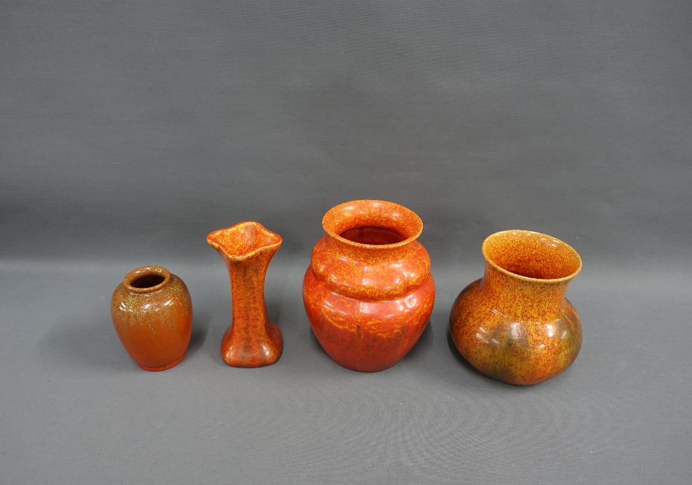 A collection of Pilkingtons Royal Lancastrian orange glazed pottery to include four vases of various - Image 2 of 4