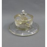 Early 20th century French silver mounted and cut glass bowl, cover and stand by A. Risler Carre of