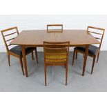 McIntosh retro teak dining table and set of four chairs (one chair with split to spar back) (5) 75 x