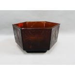 Hexagonal glass bowl with Kingfisher pattern, Registration No.810280, 25cm wide