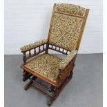 American style rocking chair with floral upholstered back and seat, 106 x 60cm