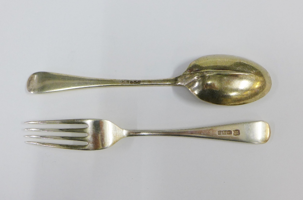 Set of six silver forks and seven silver spoons, Hanoverian pattern, mixed makers, approx weight 650 - Bild 3 aus 4