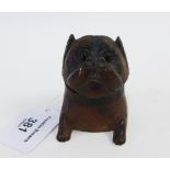 St Moritz novelty carved wooden dogs head inkwell, 6cm