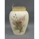 Worcester Royal China Works porcelain vase with reticulated rim and painted with mixed flowers and