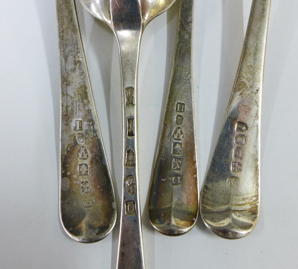 Four Georgian silver tablespoons, to include two by John Langlands, one by Tom Watson and another ( - Image 4 of 4