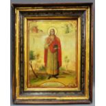 19th century icon, depicting Christ, painted with tempera wooden panel, dated 1830, size overall