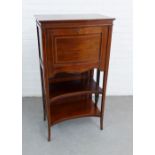 Mahogany bureau, with a fall front and fitted interior over open shelves, 106 x 56cm