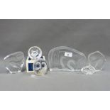 Mats Jonasson Swedish glass paperweights, largest 22cm long (