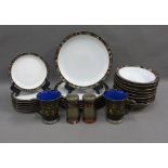 Denby Marrakesh dinner service with five plates, seven side plates, nine bowls, two mugs and salt