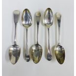 Set of four Georgian silver table spoons, Old English pattern, William & Patrick Cunningham,