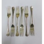 Set of six George V silver forks, Hanoverian pattern, George Howson, Sheffield 1923, 19cm long,