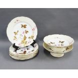 Limoges porcelain dessert service comprising a pair of comports and five plates, (some faults) (6)