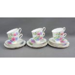 China teaset painted with flowers, six place setting (a lot)