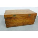 Camphor and brass bound blanket box / chest , 48 x 105cm (a/f with replacement top)