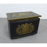 An Armorial ballot / donations box, with hinged lid, 35 x 46cm