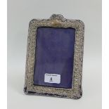 Edwardian silver photograph frame, with blue velvet strut back, Birmingham 1909, 20 x 14cm