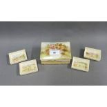 Royal Doulton 'Warwick Castle' rectangular r box and cover containing a set of four dishes