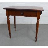 19th century mahogany drop leaf table, probably Scottish, with a frieze drawer and turned tapering