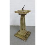 Composite stone sundial with wire inlaid numbers, 110 x 48cm