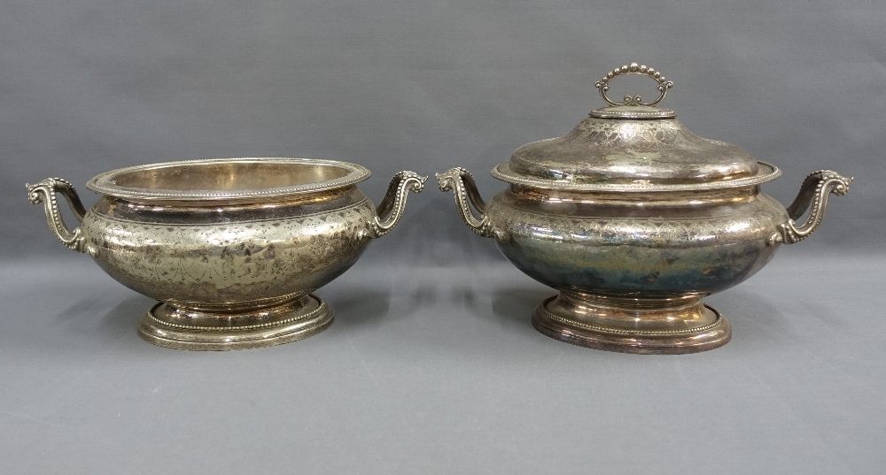 Quantity of Epns wares to include tureens, gallery tray, spirit kettle a pewter teaset, etc (a lot) - Image 3 of 4