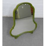 Early 20th century dressing mirror with a painted green chinoiserie style frame, 58 x 51cm