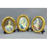 Set of three gilt framed oval prints, 21 x 17cm (3)