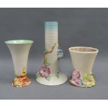 Clarice Cliff vases to include My Garden and two others, tallest 19cm (3)