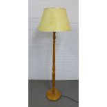Pine standard lamp and shade, 163cm