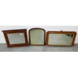 Three various mirrors to include a mahogany mirror from a dressing table, largest 62 x 53cm (3)