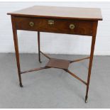 Mahogany side table with single drawer, slender legs, and undertier, 75 x 72cm
