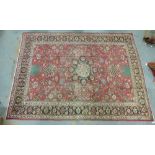 Large Eastern carpet / rug, the rose field with flowers and palm leaves, within flowerhead