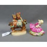 Royal Worcester figure 'Rose' modelled by Ann Acheson, together with a Hummel figure, tallest 13cm