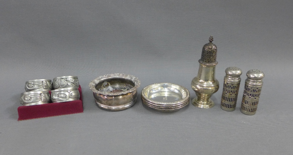 Carton containing a small brass oil lamp, mixed metals wares to include a wine coaster, sugar - Image 3 of 4