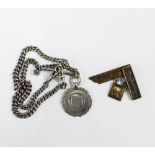 Masonic silver gilt pendant, London 1965, together with a silver watch chain and fob, approx