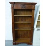 Modern hardwood open bookcase, 200 x 107cm