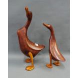 Two wooden duck figures, tallest 48cm 920