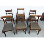 Six various 19th century mahogany chairs, all with upholstered seats, 89 x 5-cm (6)