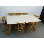 Set of seven Habitat chairs and a vintage kitchen table , (8)74 x 180cm