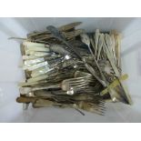 Large collection of white metal and Epns flatwares to include mother of pearl handled fruit knives