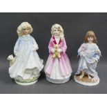 Royal Doulton figures Hope and Faith and a Royal Worcester figure Lullaby, tallest 23cm (3)