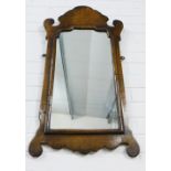 Georgian style walnut wall mirror, 90 x 47cm