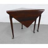 19th century mahogany envelope drop leaf table on tapering legs with pad feet, 72 x 97cm