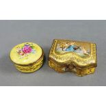 Limoges porcelain pill box and a Sevres pill box, (cover restored) (2) largest 8cm long