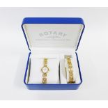 Lady's gold plated Rotary wristwatch and matching bracelet, in original blue leather presentation