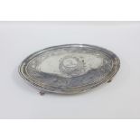 Silver card tray of oval outline Newcastle