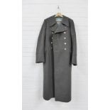 Vintage Russian grey wool Military coat with star buttons with a duck egg coloured lining, total