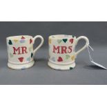 Emma Bridgewater 'Mr & Mrs' mugs, (2)
